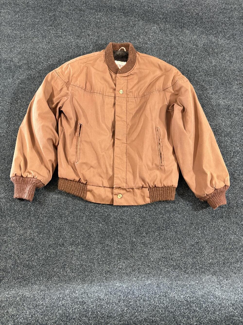 Vintage Peters Sportswear Jacket Teens S Brown Bomber Lined USA Water Repellent